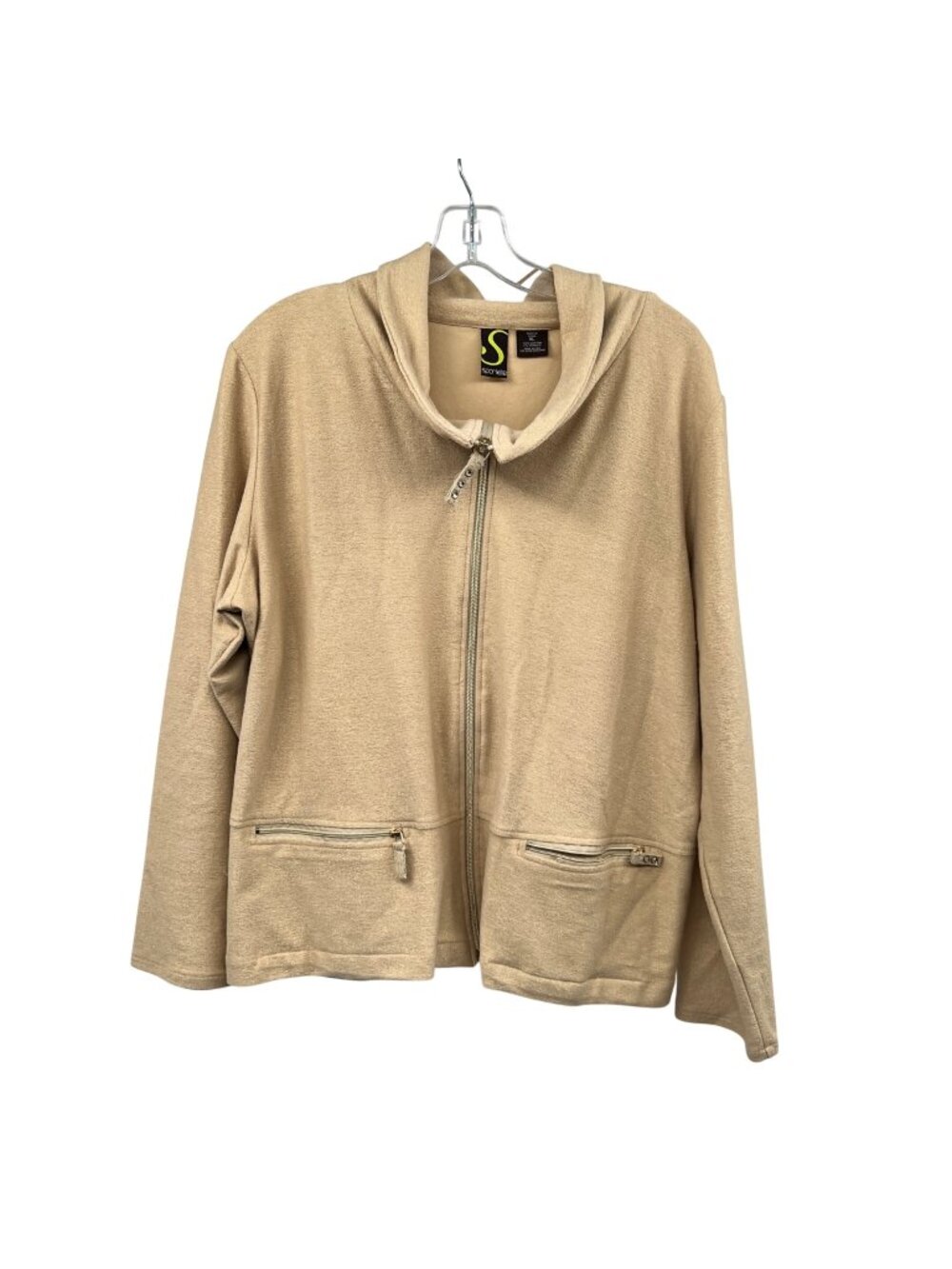 Sportelle Womens Glitter Jacket Full Zip Gold Size XL Pockets